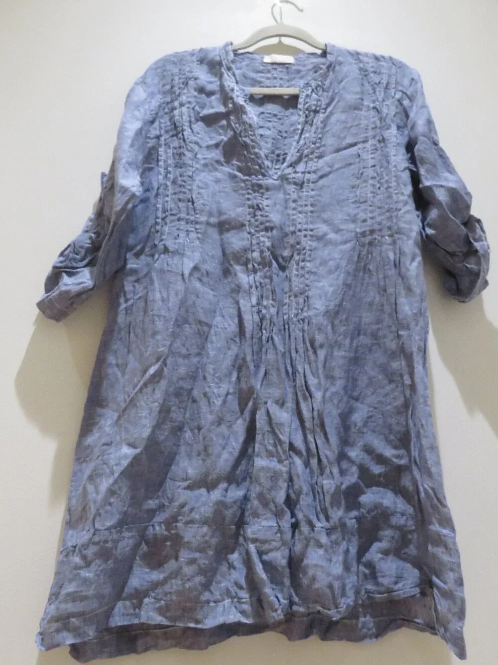 CP SHADES Regina 100% Linen Tunic Light Blue Gauzy Sml Coastal Beach Lagenlook - Picture 11 of 15